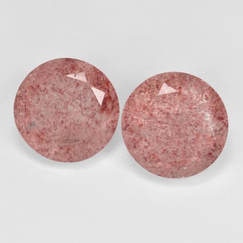 7.82ctw Naturale Rosa rosa Quarzo Fragola, Rotondo, Traslucido