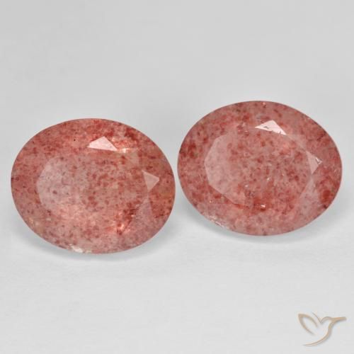 Gemme di Quarzo fragola Rosa medio naturale da 9.62 ct, Ovale, Traslucido