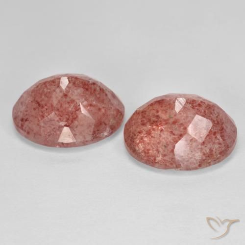 Gemme di Quarzo fragola Rosa medio naturale da 9.62 ct, Ovale, Traslucido