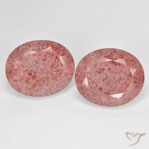 9.60ctw Naturale Rosa medio Quarzo Fragola, Ovale, Traslucido