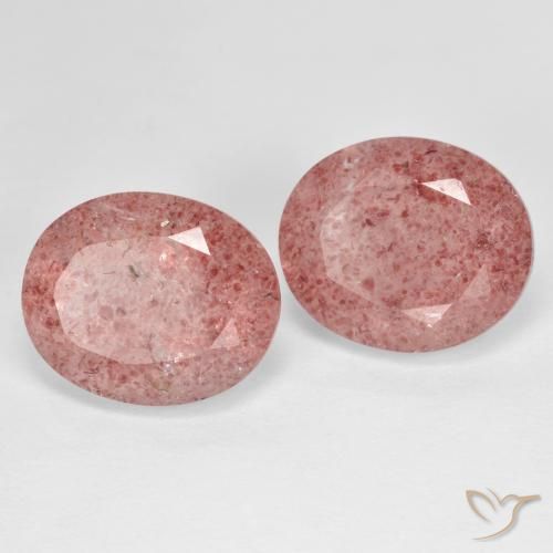 Gemme di Quarzo fragola Rosa medio naturale da 9.60 ct, Ovale, Traslucido