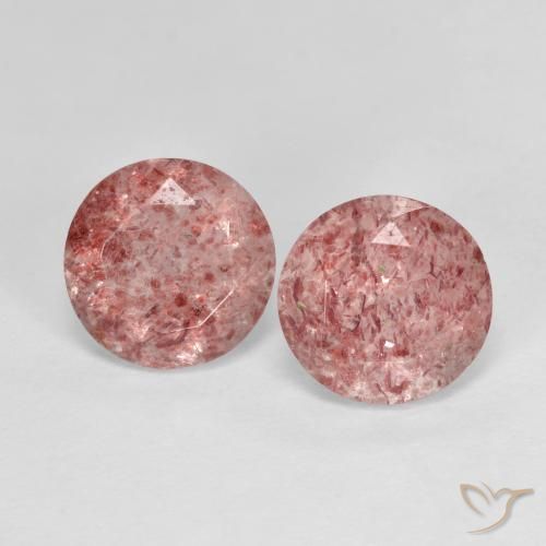 2.50ctw Naturale Rosa terroso Quarzo Fragola, Rotondo, Trasparente