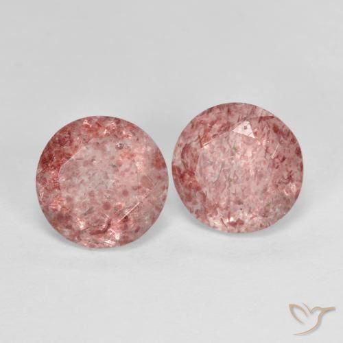Gemme di Quarzo fragola Rosa terroso naturale da 2.50 ct, Rotondo, Trasparente