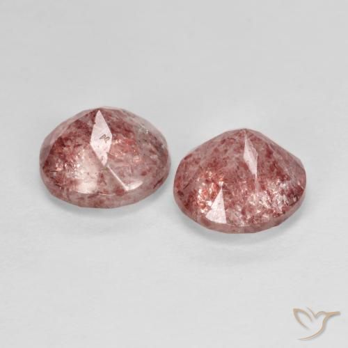 Gemme di Quarzo fragola Rosa terroso naturale da 2.50 ct, Rotondo, Trasparente