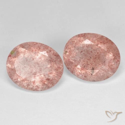 Gemme di Quarzo fragola Rosa medio naturale da 8.08 ct, Ovale, Trasparente