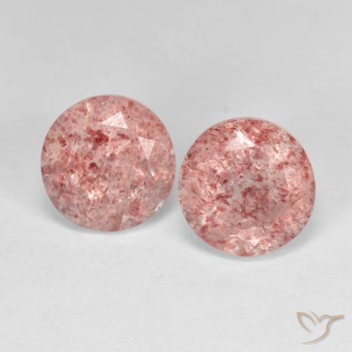 2.91ctw Naturale Rosa terroso Quarzo Fragola, Rotondo, Trasparente