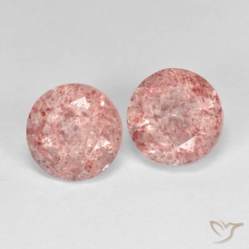 Gemme di Quarzo fragola Rosa terroso naturale da 2.91 ct, Rotondo, Trasparente