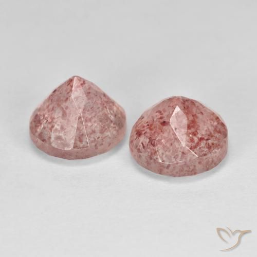Gemme di Quarzo fragola Rosa terroso naturale da 2.91 ct, Rotondo, Trasparente