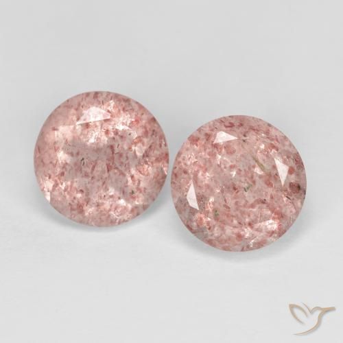 2.73ctw Naturale Rosa terroso Quarzo Fragola, Rotondo, Trasparente