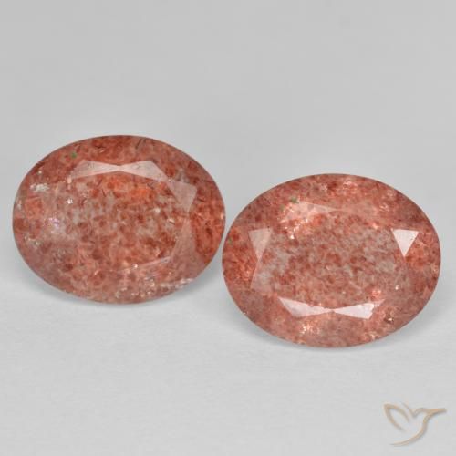 4.59ctw Naturale Rosso arancione Quarzo Fragola, Ovale, Traslucido