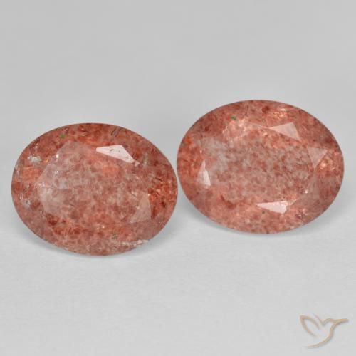 Gemme di Quarzo fragola Rosso arancione naturale da 4.59 ct, Ovale, Traslucido