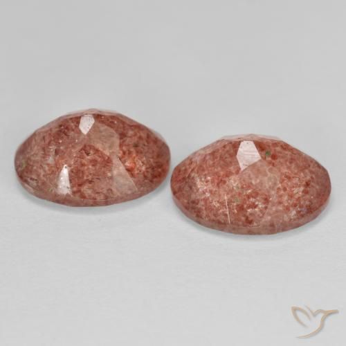 Gemme di Quarzo fragola Rosso arancione naturale da 4.59 ct, Ovale, Traslucido
