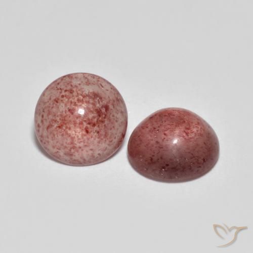 Gemme di Quarzo fragola Rosa rossastra naturale da 4.39 ct, Rotondo, Traslucido