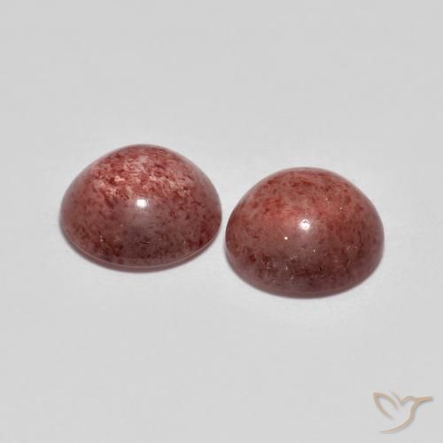 Gemme di Quarzo fragola Rosa rossastra naturale da 4.39 ct, Rotondo, Traslucido