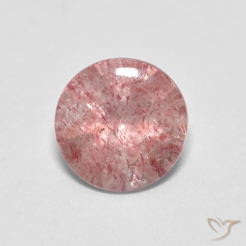 1.14ct Naturale Rosa chiaro gomma da masticare Quarzo Fragola, Rotondo, Trasparente