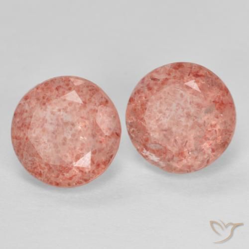 Gemme di Quarzo fragola Rosa medio naturale da 2.62 ct, Rotondo, Traslucido