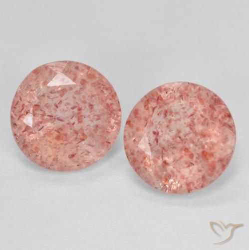 2.19ctw Naturale Rosa rosa Quarzo Fragola, Rotondo, Trasparente