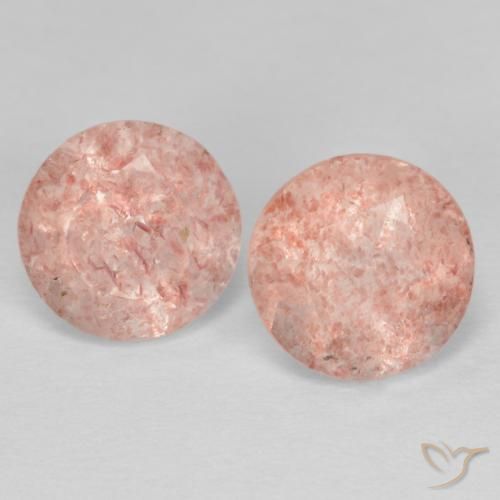 2.40ctw Naturale Rosa arancione Quarzo Fragola, Rotondo, Trasparente