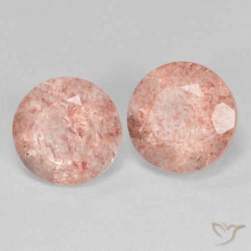 Gemme di Quarzo fragola Rosa arancione naturale da 2.40 ct, Rotondo, Trasparente