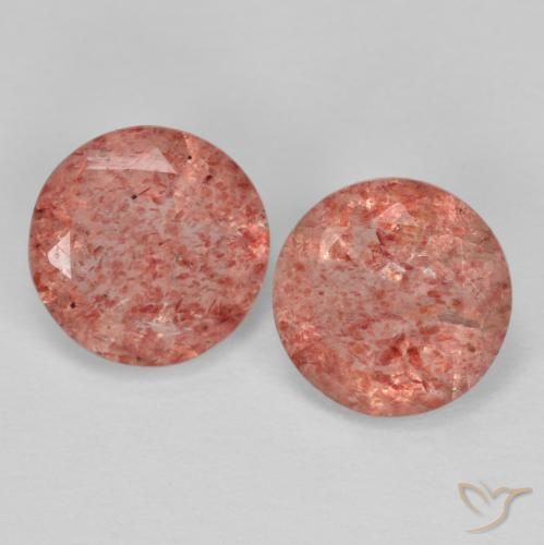 2.02ctw Naturale Rosa rossastra Quarzo Fragola, Rotondo, Trasparente