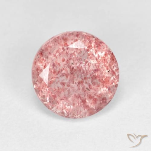 1.68ct Naturale Rosa chiaro gomma da masticare Quarzo Fragola, Rotondo, Trasparente
