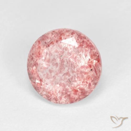 Quarzo fragola Rosa chiaro gomma da masticare naturale da 1.68 ct, Rotondo, Trasparente