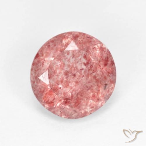 1.60ct Naturale rosso indiano Quarzo Fragola, Rotondo, Trasparente