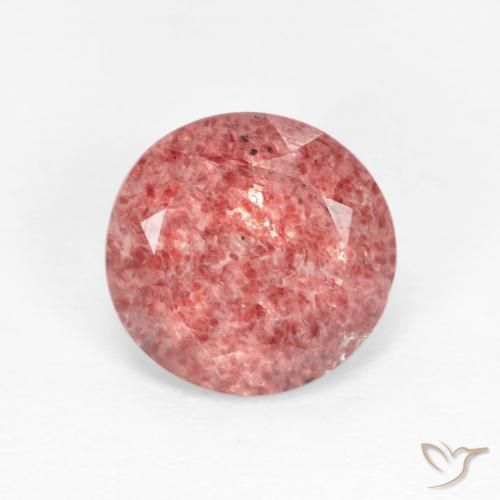 1.52ct Naturale rosso indiano Quarzo Fragola, Rotondo, Trasparente