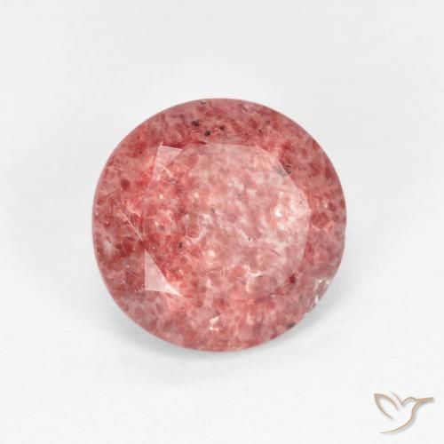 Quarzo fragola rosso indiano naturale da 1.52 ct, Rotondo, Trasparente