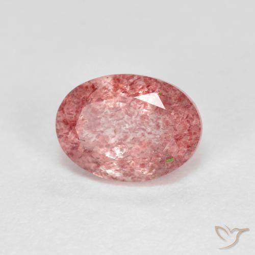 1.41ct Naturale Rosa gomma da masticare Quarzo Fragola, Ovale, Trasparente