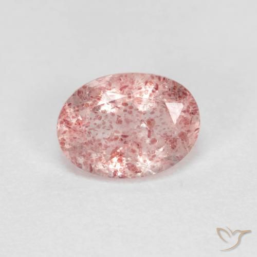 Quarzo fragola Rosa chiaro naturale da 1.20 ct, Ovale, Trasparente