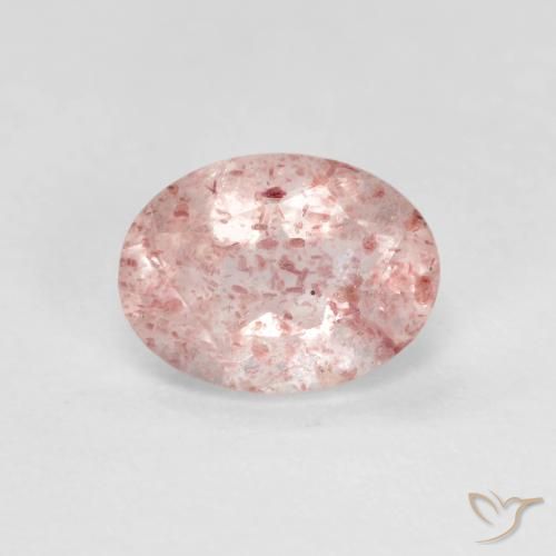 Quarzo fragola Rosa chiaro naturale da 1.21 ct, Ovale, Trasparente