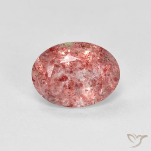 1.26ct Naturale rosa lampone Quarzo fragola, Ovale, Trasparente