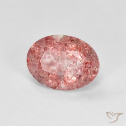 Quarzo fragola rosa lampone naturale da 1.26 ct, Ovale, Trasparente