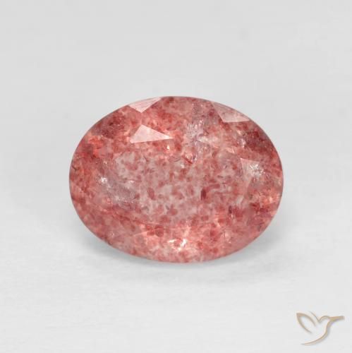 1.89ct Naturale Rosso brillante Quarzo Fragola, Ovale, Trasparente
