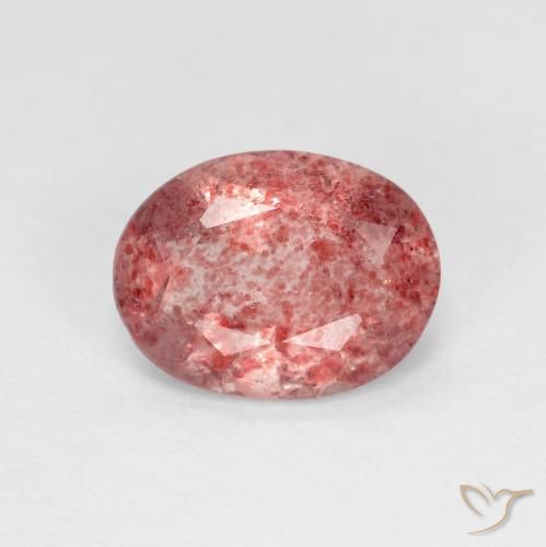 1.52ct Naturale Rosso medio Quarzo Fragola, Ovale, Trasparente
