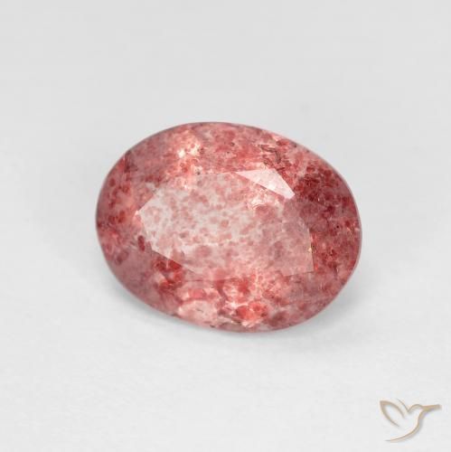 Quarzo fragola Rosso medio naturale da 1.52 ct, Ovale, Trasparente