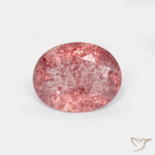 Quarzo fragola Rosso brillante naturale da 1.22 ct, Ovale, Trasparente