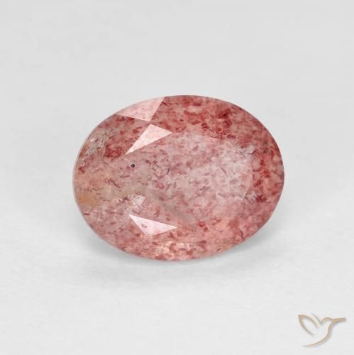 1.66ct Naturale Rosso medio Quarzo Fragola, Ovale, Trasparente