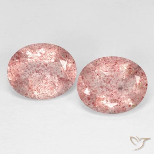 6.35ctw Naturale Rosa intenso rosa Quarzo Fragola, Ovale, Trasparente