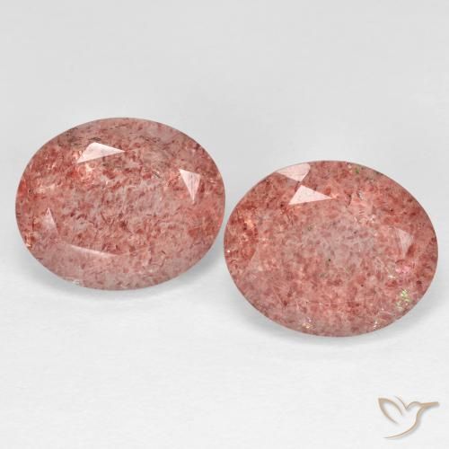 8.87ctw Naturale Rosa rossastra Quarzo Fragola, Ovale, Trasparente