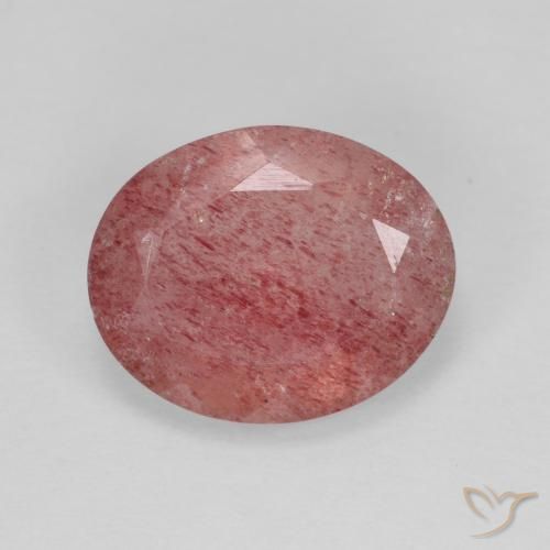 3.78ct Naturale Rosso brillante Quarzo Fragola, Ovale, Traslucido