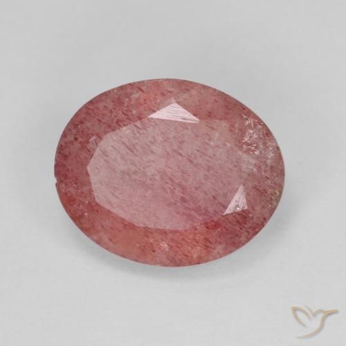Quarzo fragola Rosso brillante naturale da 3.78 ct, Ovale, Traslucido