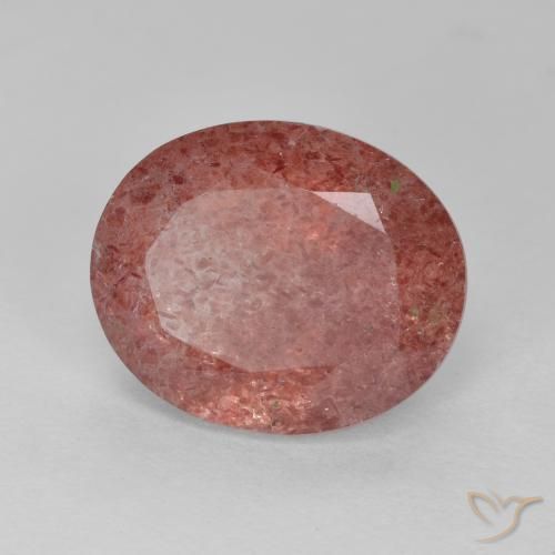 Quarzo fragola Rosso medio naturale da 4.41 ct, Ovale, Traslucido