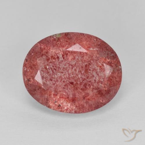 4.37ct Naturale Rosso medio Quarzo Fragola, Ovale, Traslucido