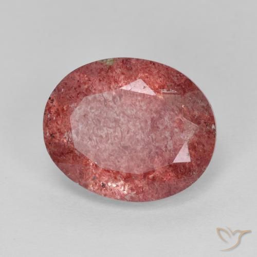 Quarzo fragola Rosso medio naturale da 4.37 ct, Ovale, Traslucido