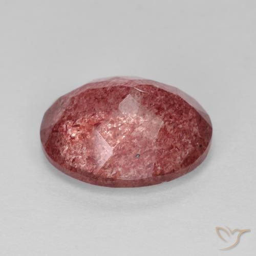 Quarzo fragola Rosso medio naturale da 4.37 ct, Ovale, Traslucido