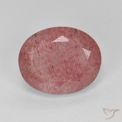 4.44ct Naturale Rosso medio Quarzo Fragola, Ovale, Traslucido