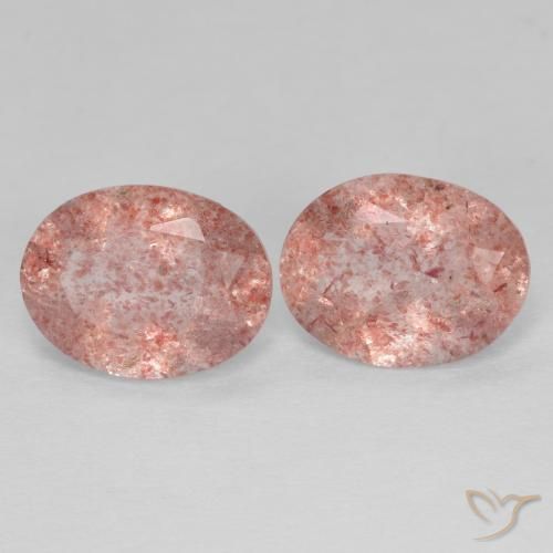 3.05ctw Naturale Rosa arancio Quarzo Fragola, Ovale, Trasparente