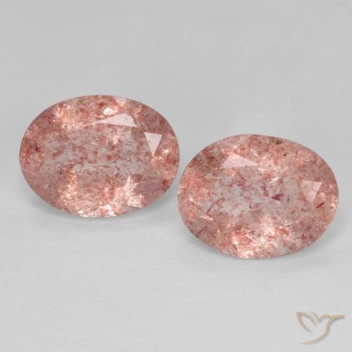 Gemme di Quarzo fragola Rosa arancio naturale da 3.05 ct, Ovale, Trasparente